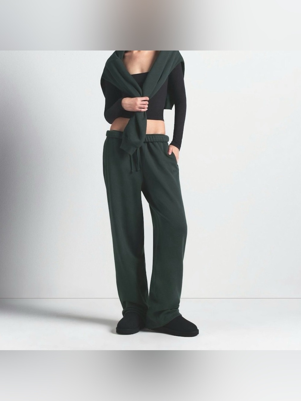 Skims Cotton Fleece Straight Leg Pant Foldover Waistband Plus Size Comfy 4X